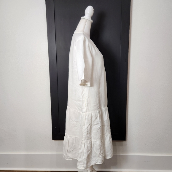 GRAE COVE WHITE LINEN TIERD DRESS SIZE MEDIUM - Picture 4 of 7